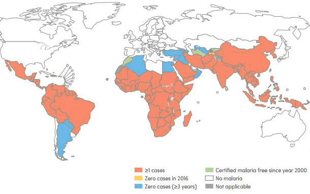 Mappa MalariaMondoOms Epicentro 2017
