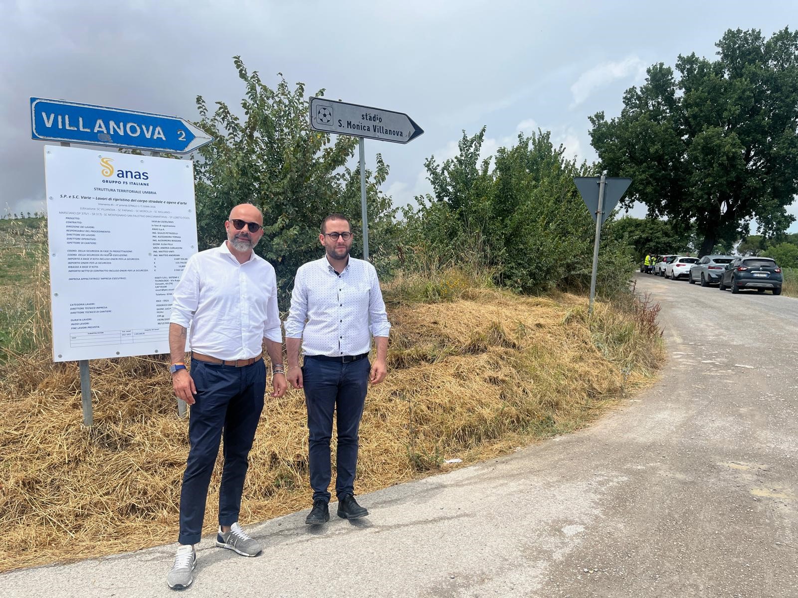 avvio lavori strada di villanova 1 Assessore Zuccherini e sindaco Moretti