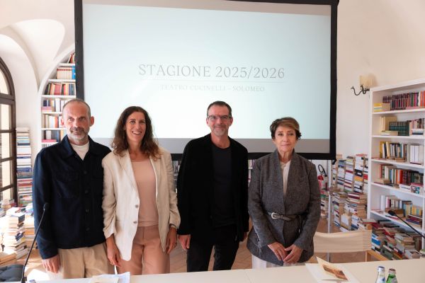 Stagione Teatro Cucinelli da sinistra Marco Betti Bianca Maria Ragni Nino Marino Federica Cucinelli