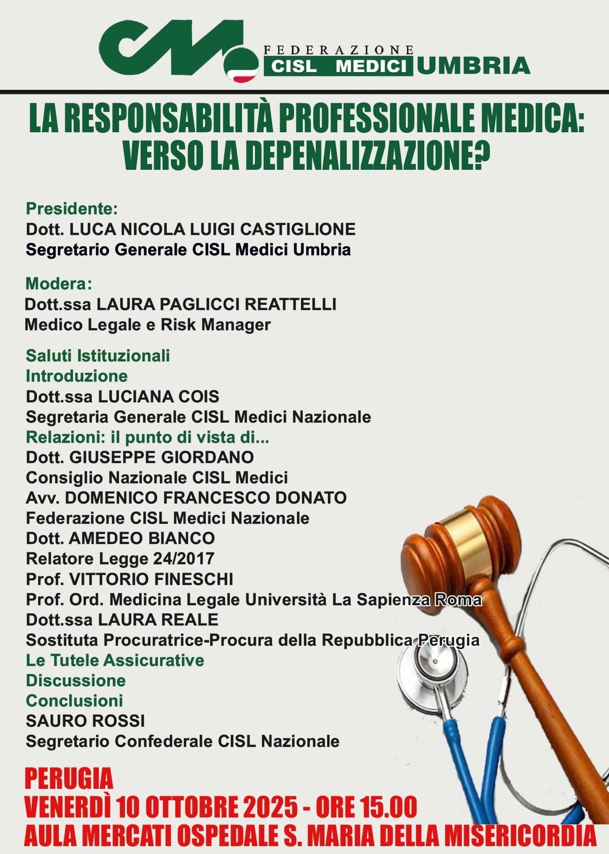 locandina cisl medici umbria 10 ottobre