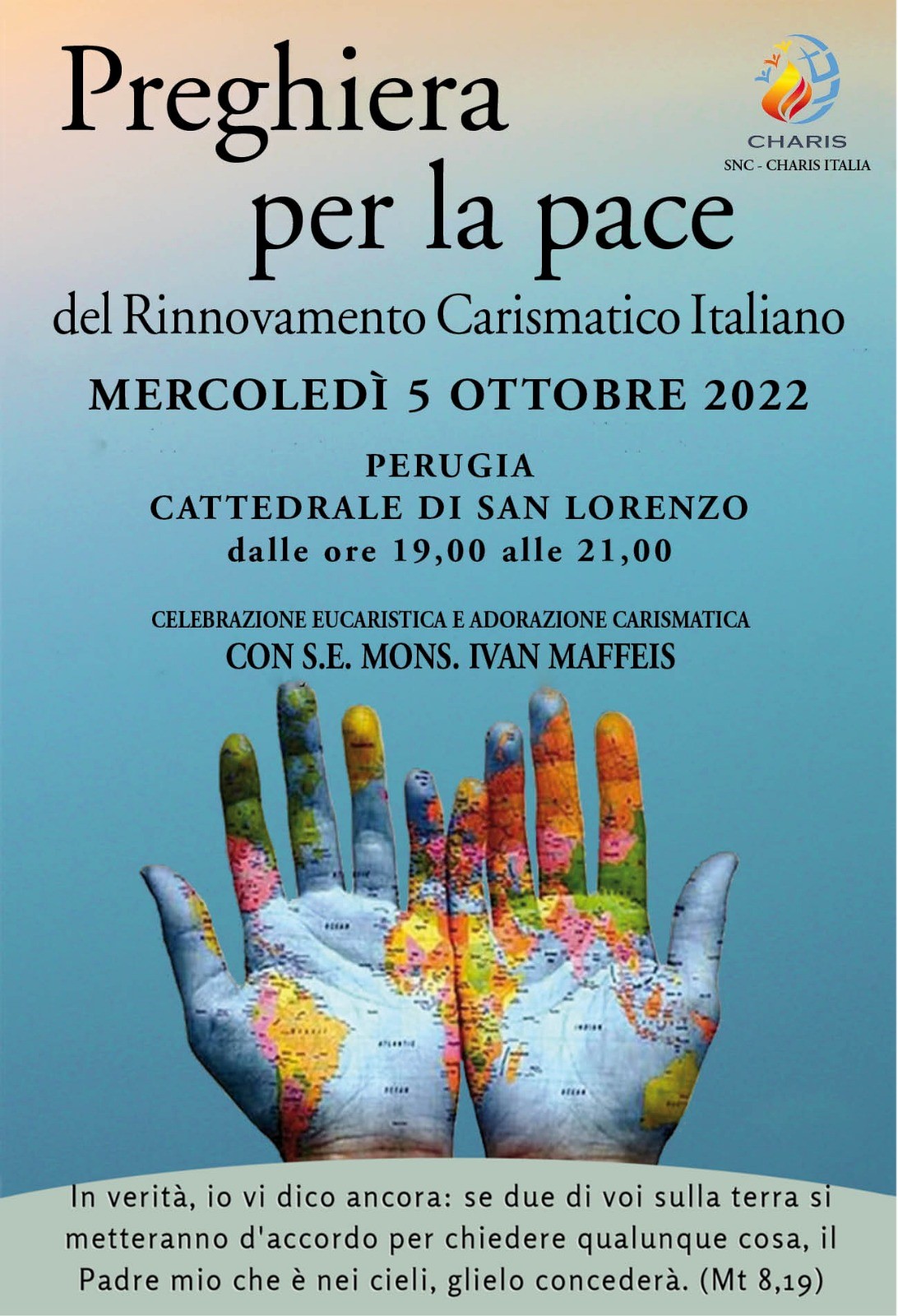 locandina preghiera per la pace charis italia