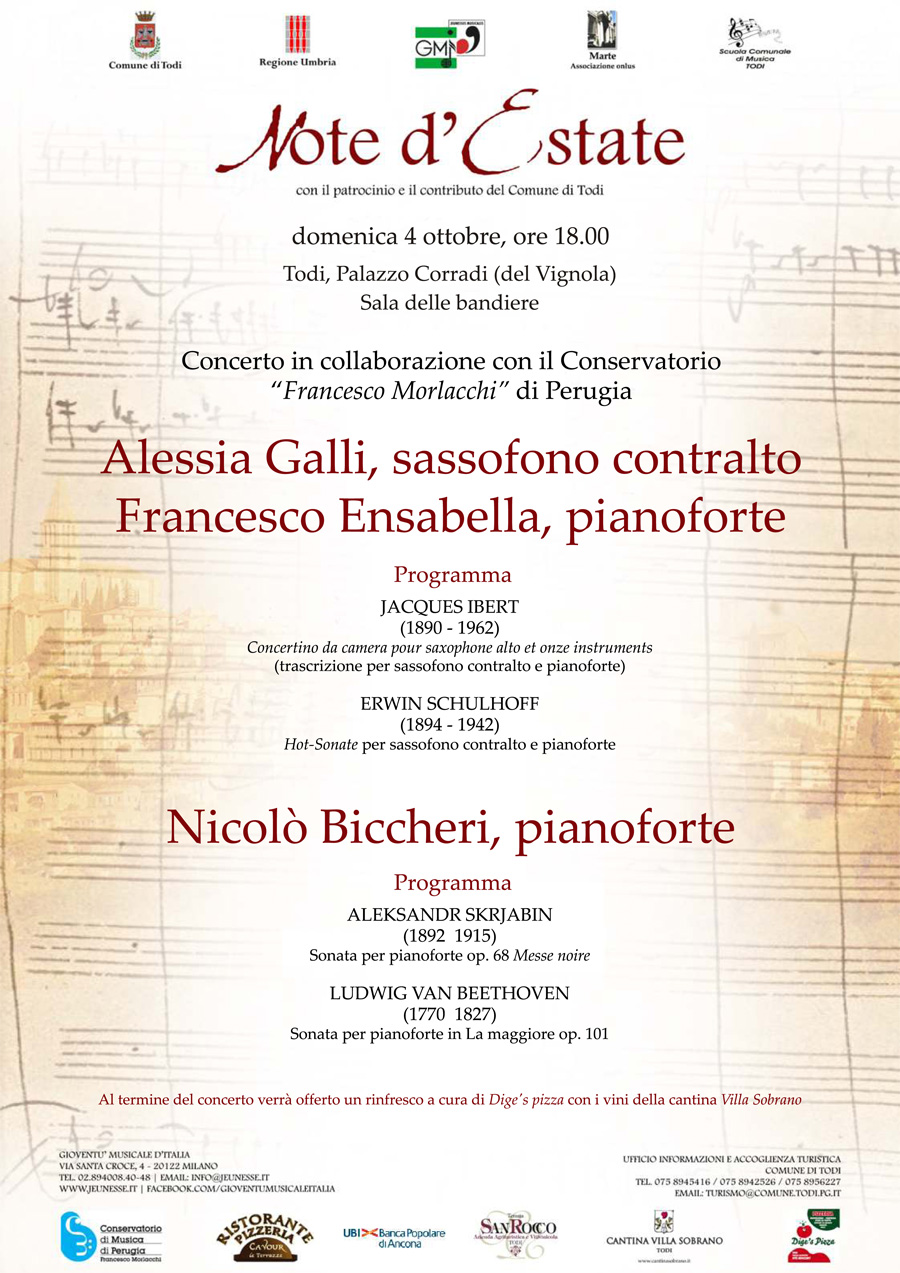 Note Estate Todi Concerto 4 Ottobre