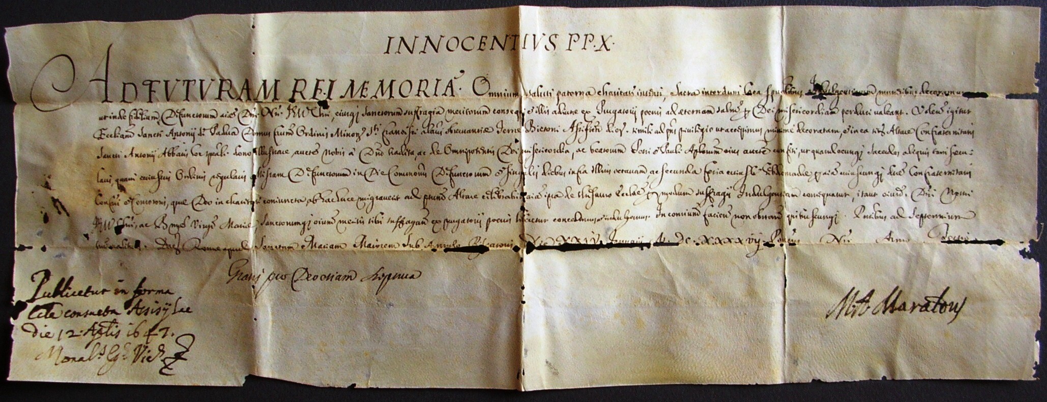 pergamena del 24 gennaio 1647