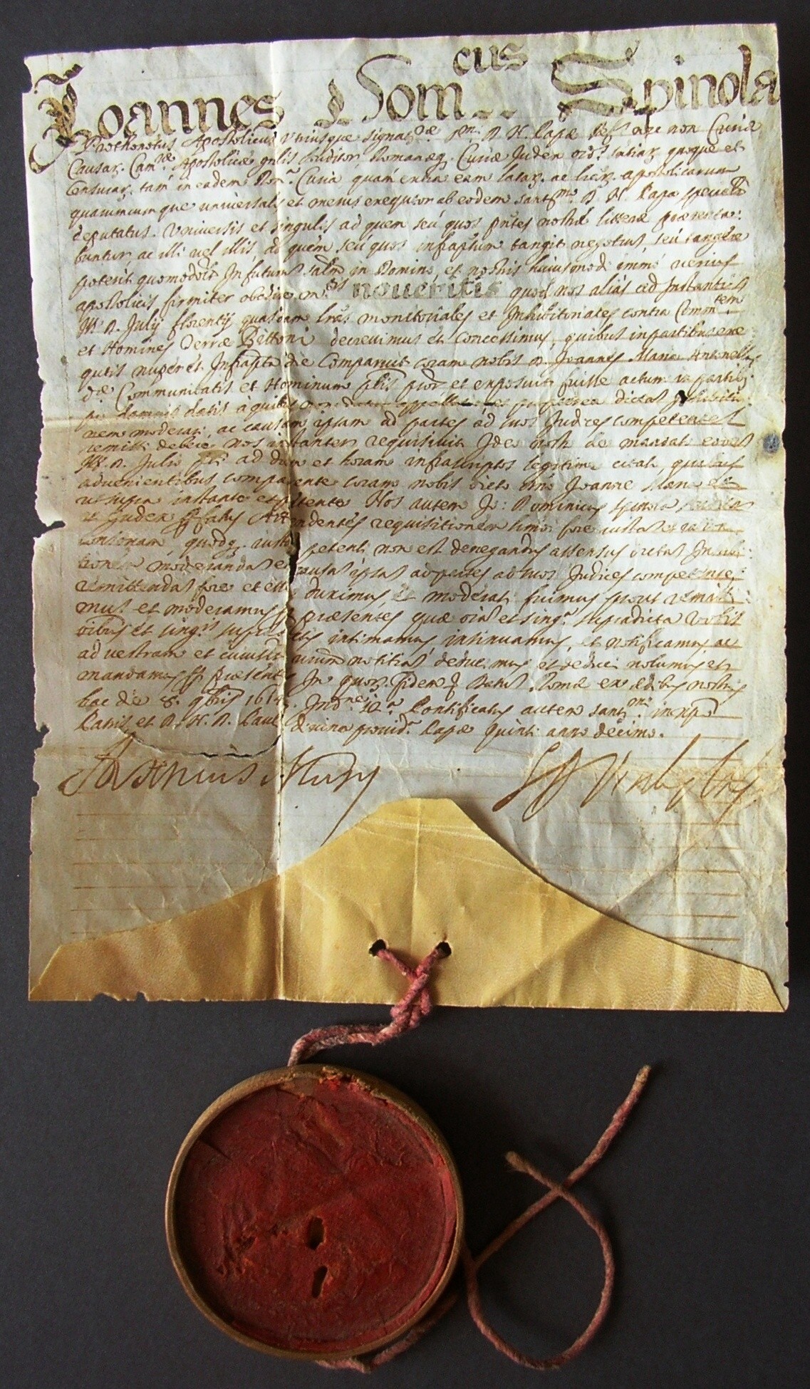 pergamena del 8 novembre 1614